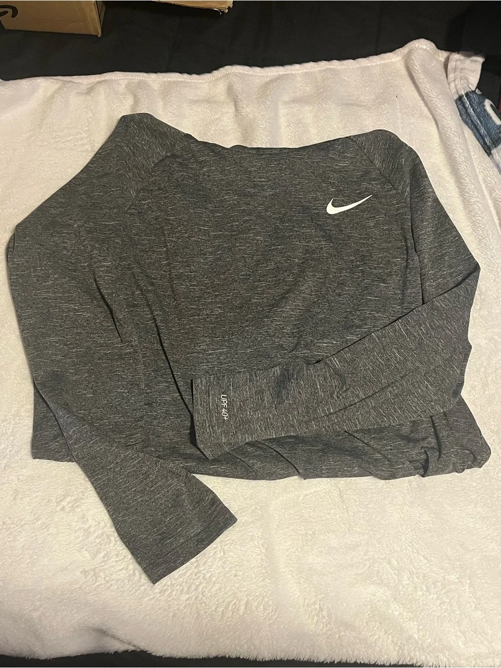 Nike Women's Heather Charcoal Lightweight Long Sleeve Crew Top
